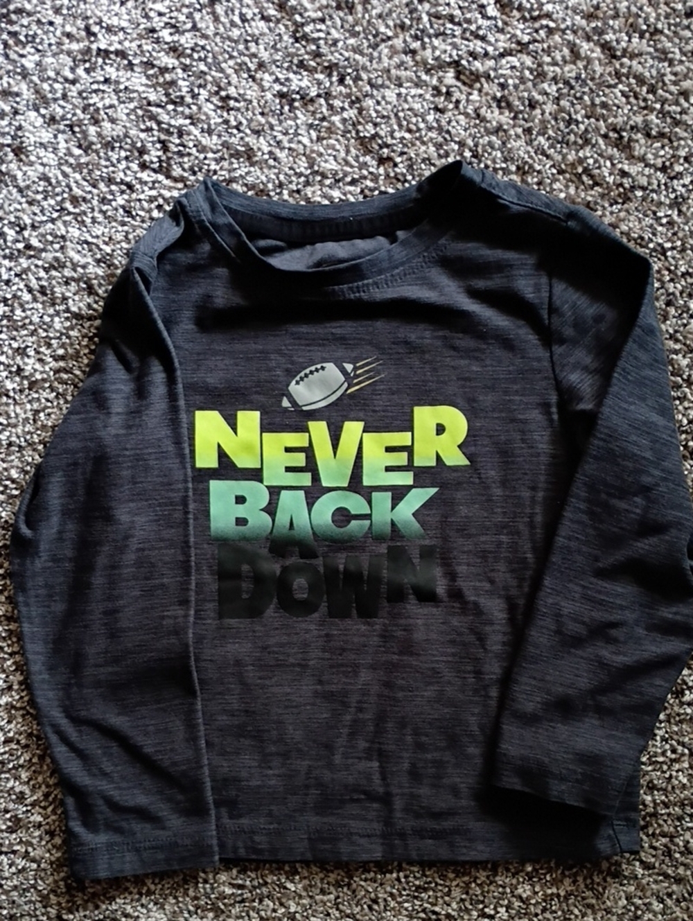 Kids' Black Long-Sleeve 'Never Back Down' Graphic Tee